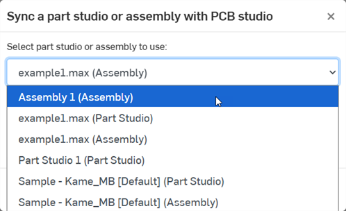 Sélection d'un studio de pièces ou d'un assemblage