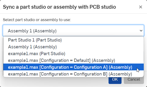 Sélection d'un studio de pièces ou d'un assemblage