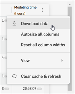 Téléchargez les données dans le menu de débordement
