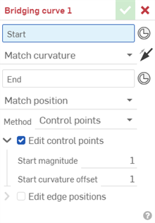 Bridging curve dialog