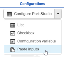 Configuration inputs three-dot menu