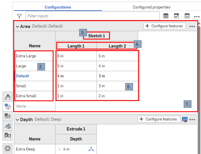 Terminology for working with configurations in Onshape