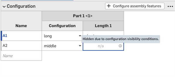 Tooltip showing that input is read-only due to visibility conditions