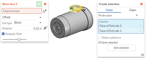 Example of selection within Move Face Feature