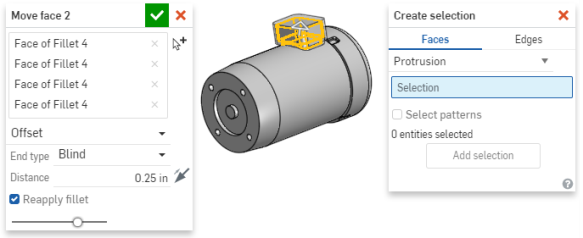 Example of selection within Move Face Feature