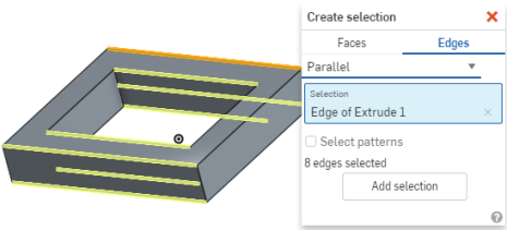 Example of selection of edges via Parallel Feature