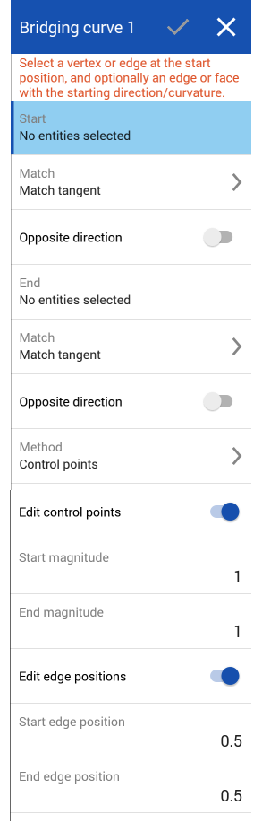 Bridging curve dialog on Android platform