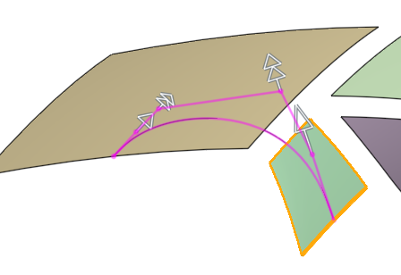 Bridging curve with Edit control points selected in dialog