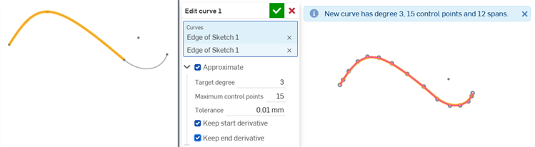 Edit curve: Approximate example