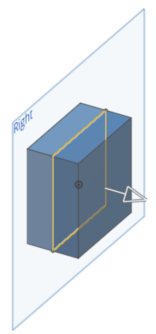 exemple d'extrusion à une distance indiquée dans les deux directions de la même manière autour du plan d'esquisse