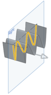 exemple d'extrusion à une distance indiquée dans les deux directions de la même manière autour du plan d'esquisse