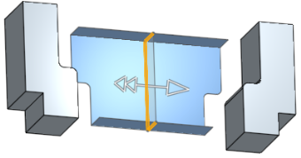 Exemple montrant les flèches de direction de l'extrusion