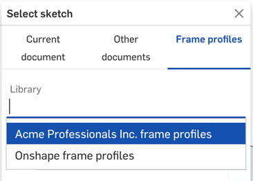 Sélection d'une bibliothèque dans la boîte de dialogue Sélectionner une esquisse