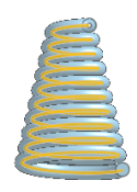 Exemple de balayage du cercle le long de la trajectoire de l'hélice