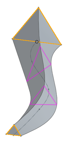 Exemple de lissage avec trajectoire et 2 sections intermédiaires