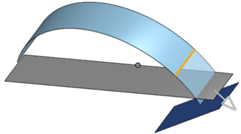 Example of a feature with an edge selected for move boundary tool