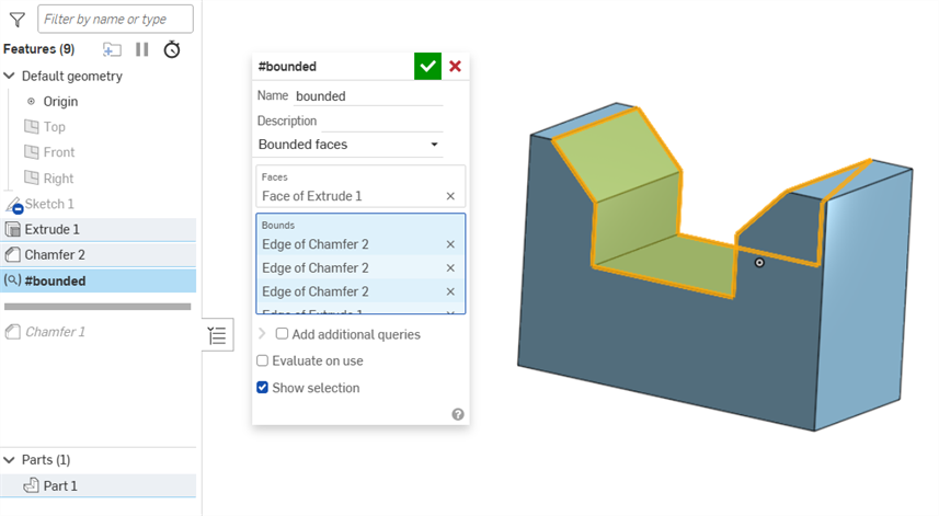 sélection limitée dans la boîte de dialogue des variables de requête