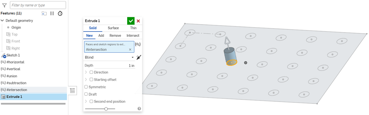 Extrusion de l'intersection de deux requêtes