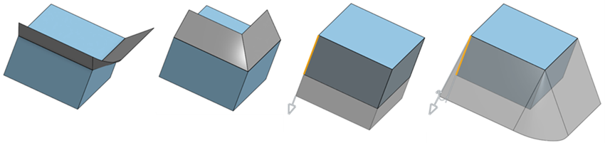 Exemple des quatre types de surfaces réglées