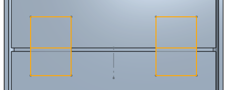 Exemple de jonction de deux bords tombés ou parois avec les deux bords tombés sélectionnés pour être fusionnés
