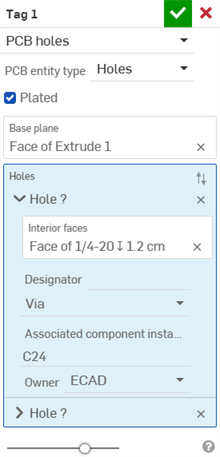 Identification : exemple de perçages PCB