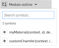 Module outline button expanded in the Feature Studio toolbar