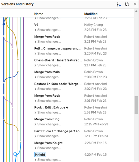 Fusionner les lignes du graphique des versions et de l'historique dans un document comportant de nombreuses branches