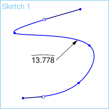 Exemple de dimension de longueur de courbe de spline