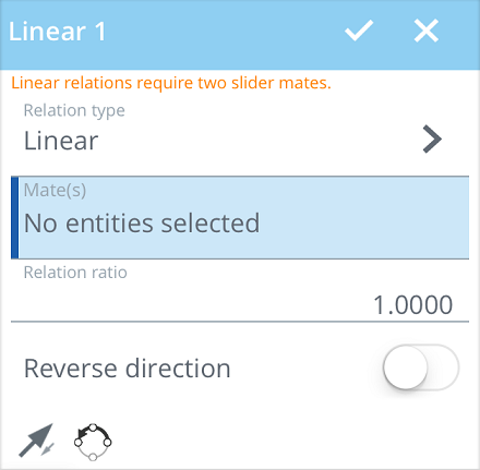 Boîte de dialogue Relation linéaire