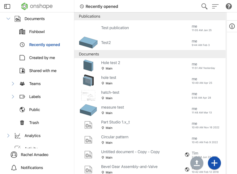 Screenshot of the Documents page in grid view on an iPad