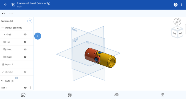 Exemple de la barre d'outils Lecture seule sur un appareil Android