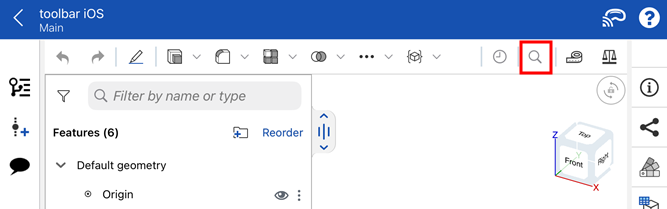 iOS : Rechercher dans la barre d'outils