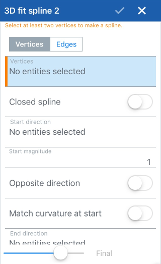 Boîte de dialogue Spline ajustée en 3D