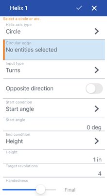 Boîte de dialogue Hélice, type cercle