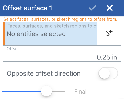 Boîte de dialogue Décaler la surface