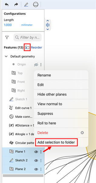 Add selection to folder