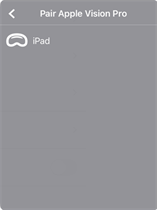Ecran Choisir une Vision Pro à appairer avec iPad