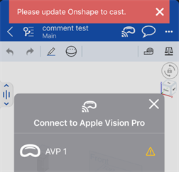 Notification de mise à jour vers la dernière version d'Onshape