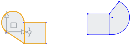 Exemple d'orientation d'un point d'accrochage pour l'esquisse