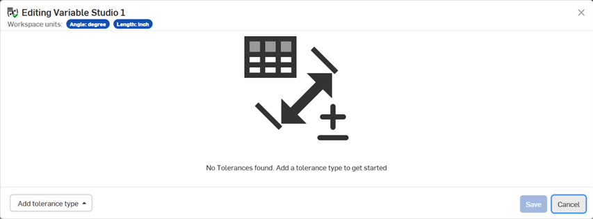 Editing default tolerances dialog