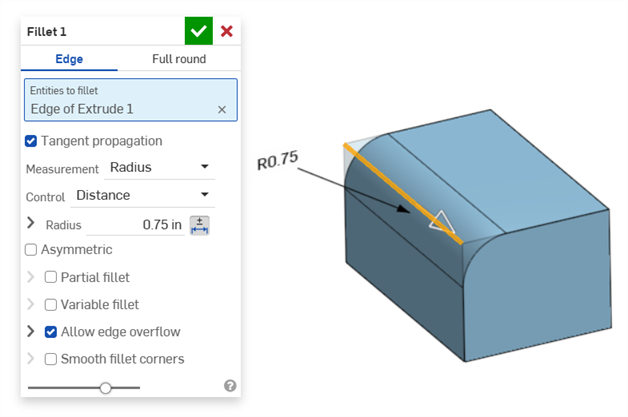 Fillet: Radius example