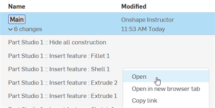 Open the version at a specific point in time