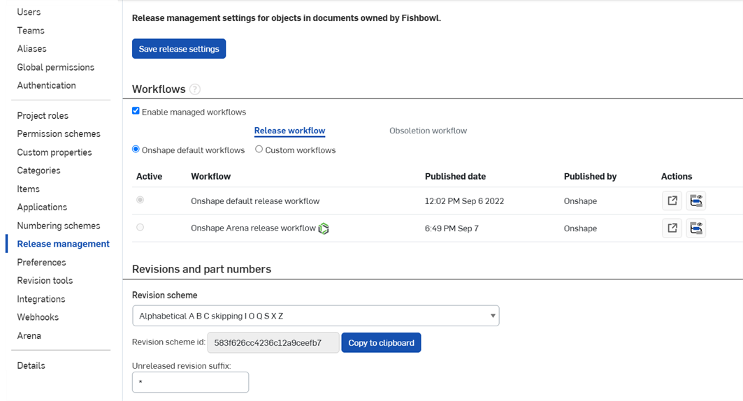 Paramètres Enterprise : gestion des versions