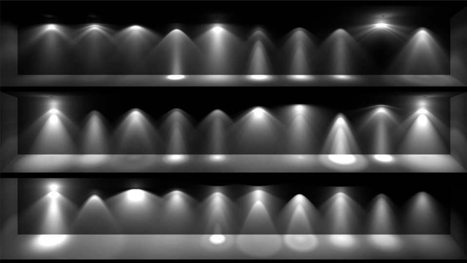 Exemple de différents profils d'éclairage IES affichés