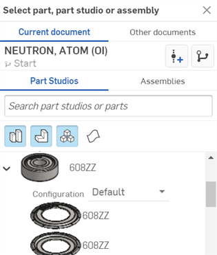 Sélection d'une configuration