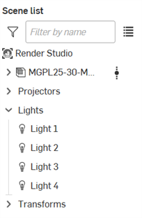 lights in the scene list