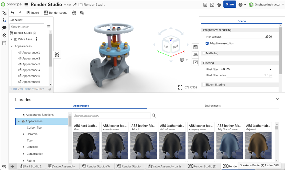 Fenêtre principale de Render Studio