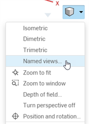 Sélection de vues nommées dans le menu des outils d'affichage