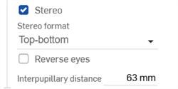 Render Options: Advanced - Stereo options