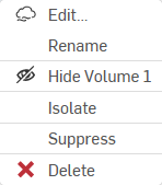 Volume context menu